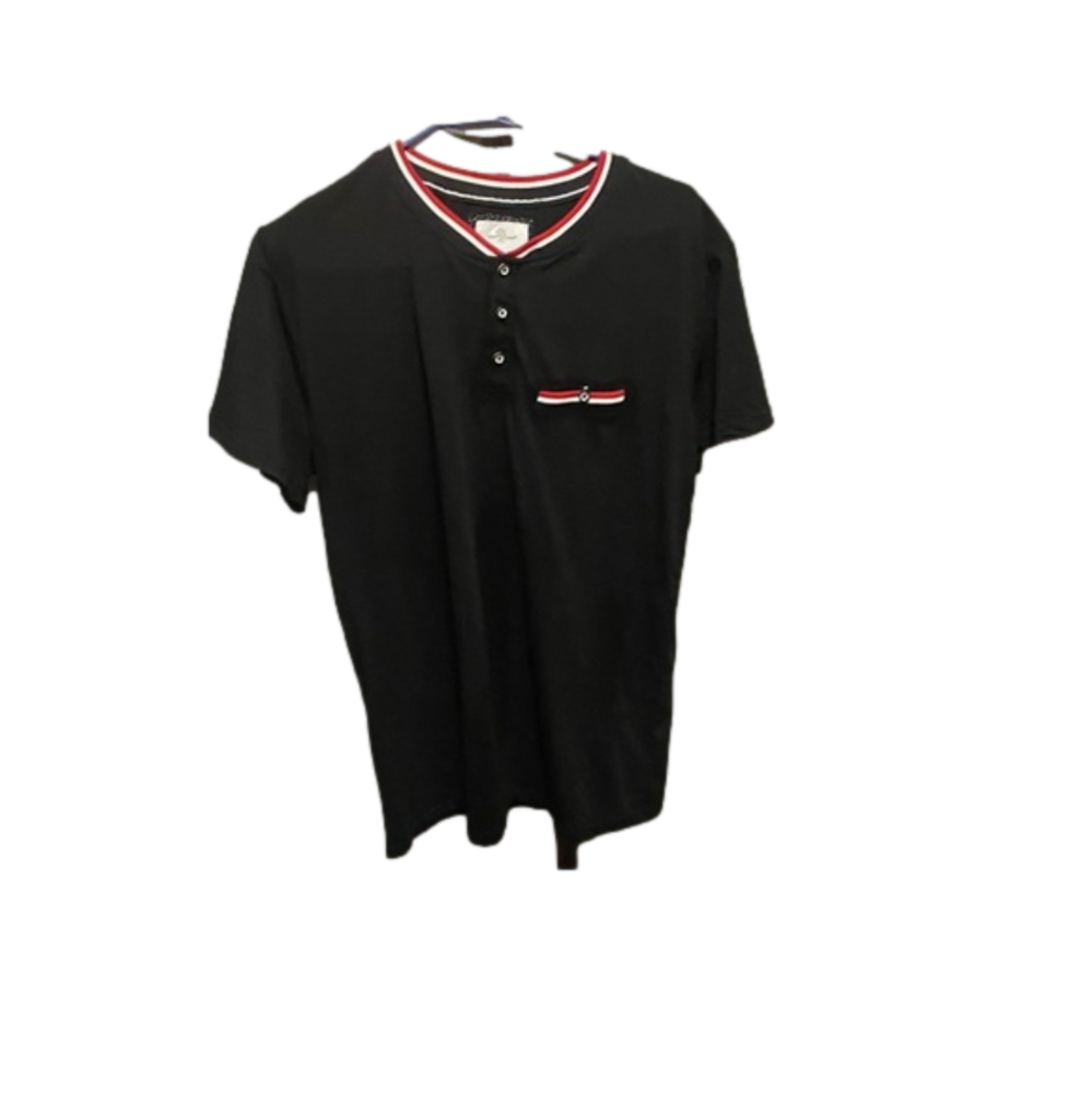 🦋 (2 For $15) Craft + Flow Shirt Black Red White Around Collar, Ribbed Henley
